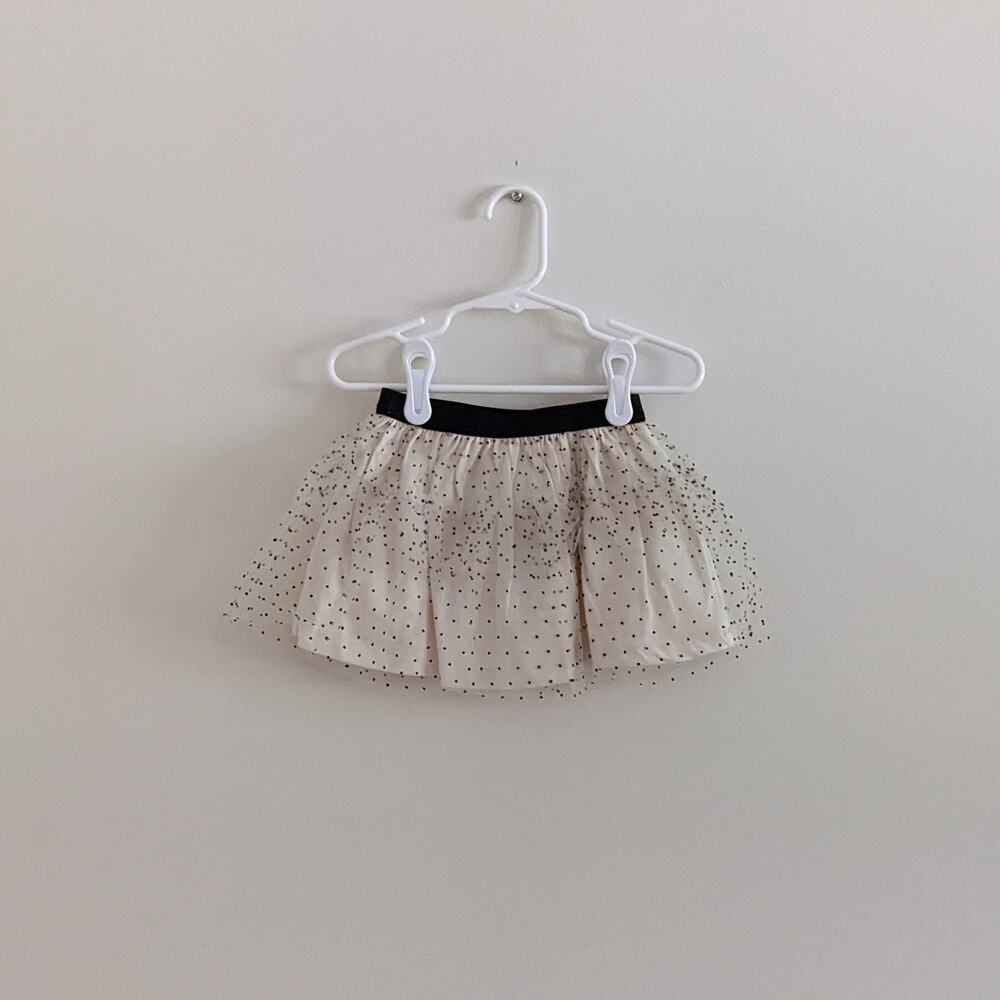NWT Zara Flocked Polkadot Skirt Sz12/18m Ecru Black Tutu Shirt